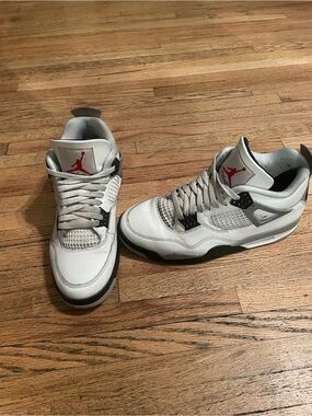 Jordan Retro White/Gray Basketball Sneakers with Red Jumpman